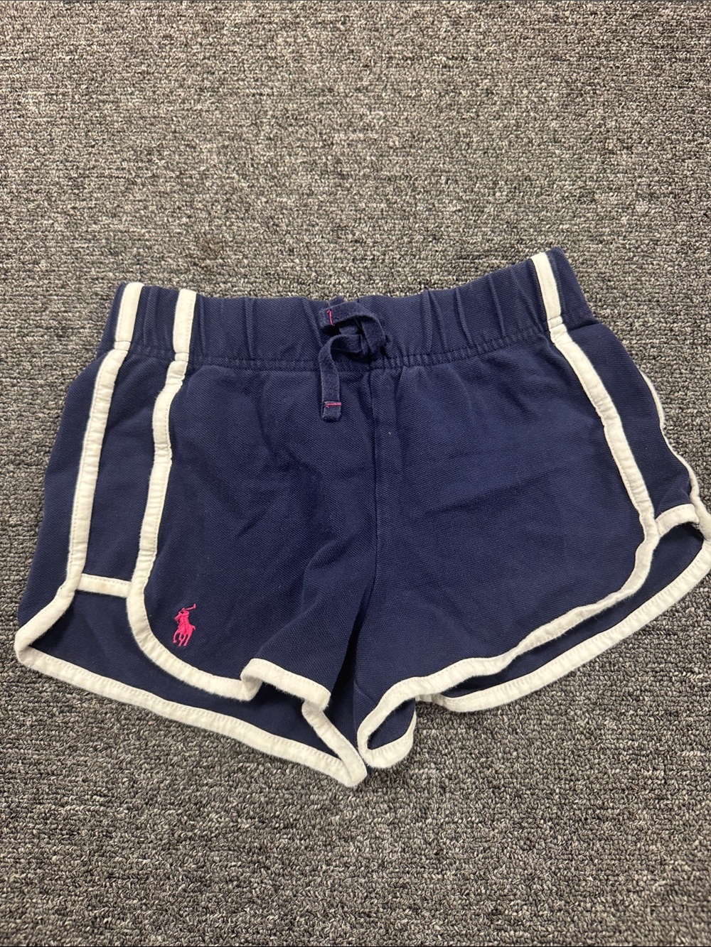 Ralph Lauren Navy Shorts with White Trim and Pink Polo Logo
